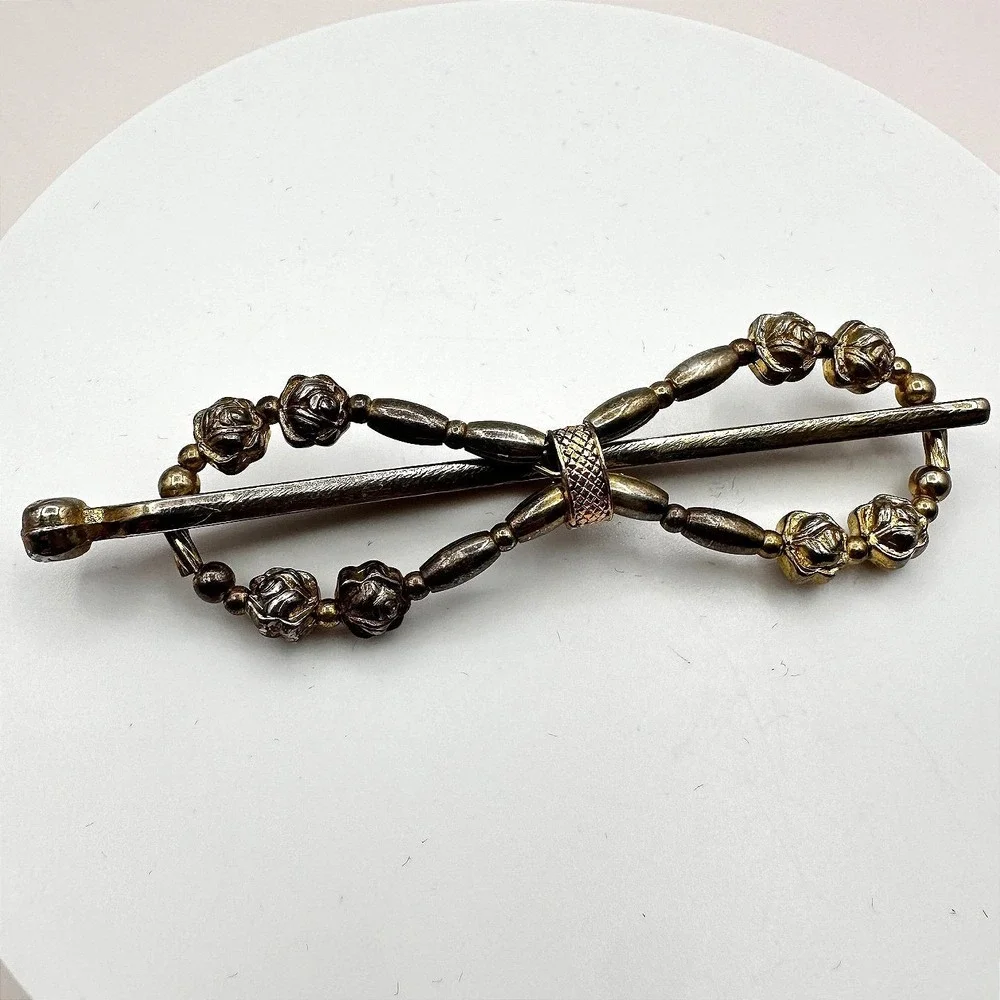 Vintage 90s Floral Barrette Hair Clip Beaded Women's Classic Fashion Jewelry